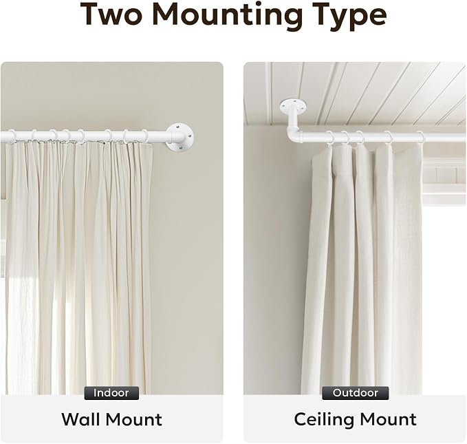 Zeerobee Curtain Rods for Windows 32 to 72, 1 Inch Industrial Wrap Around White - Image 5