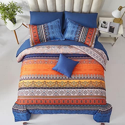 Cottolester Boho Comforter Set King Size, Burnt Orange Fall Bedding - Image 4