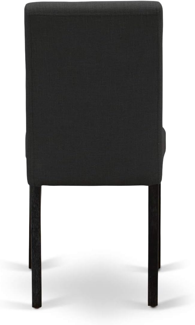East West Furniture X697AB624-7 7 Piece Modern Dining Table Set Consist of a Rectangle Wooden Table with X-Legs and 6 Black Color Linen Fabric Upholstered Chairs, 40x72 Inch, Multi-Color