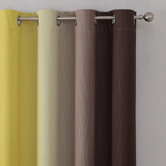 Estelar Textiler Brown and Yellow Gradient Blackout Curtains - Image 4