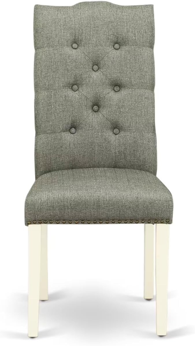 East West Furniture V027EL207-5 5 Piece Kitchen Table Set for 4 Includes a Rectangle Dining Table with V-Legs and 4 Gray Linen Fabric Parson Dining Room Chairs, 40x72 Inch, Multi-Color