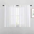 NICETOWN White Short Sheer Kitchen Curtains 45 inches Length, Linen Look Rod by NICETOWN