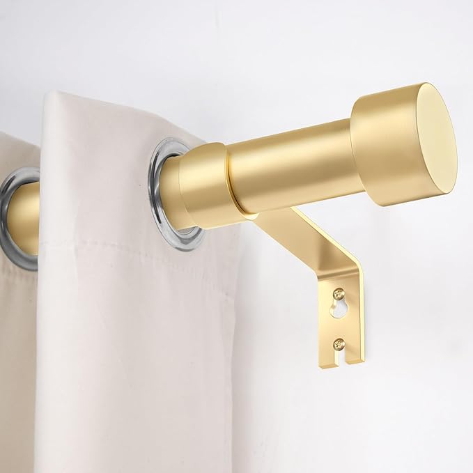 2 Pack Curtain Rods for Windows 72 to 144 Inch, 1 Inch Gold Curtain Rods Set, Adjustable Heavy Duty Curtain Rod, Outdoor Curtain Rods for Patio Bedroom, Drapery Rods with End Cap, Size 32"- 150"