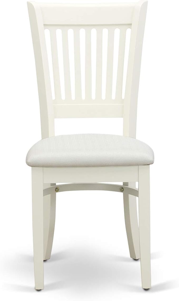 East West Furniture LGVA5-LWH-C 5 Piece Dining Set Includes a Rectangle Dining Room Table with Butterfly Leaf and 4 Linen Fabric Upholstered Kitchen Chairs, 42x84 Inch, Linen White
