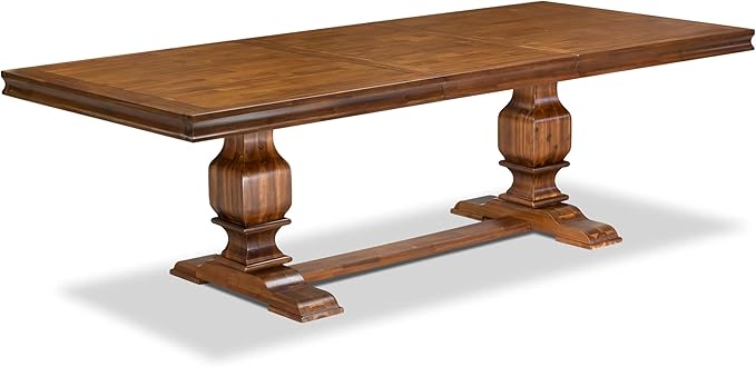 NKFL9-AWA-04-9-Piece Kitchen Table Set Includes a Kitchen Table and 8 Light Tan Linen Fabric Dining Chairs with Padded Chair Back - Antique Walnut Finish.