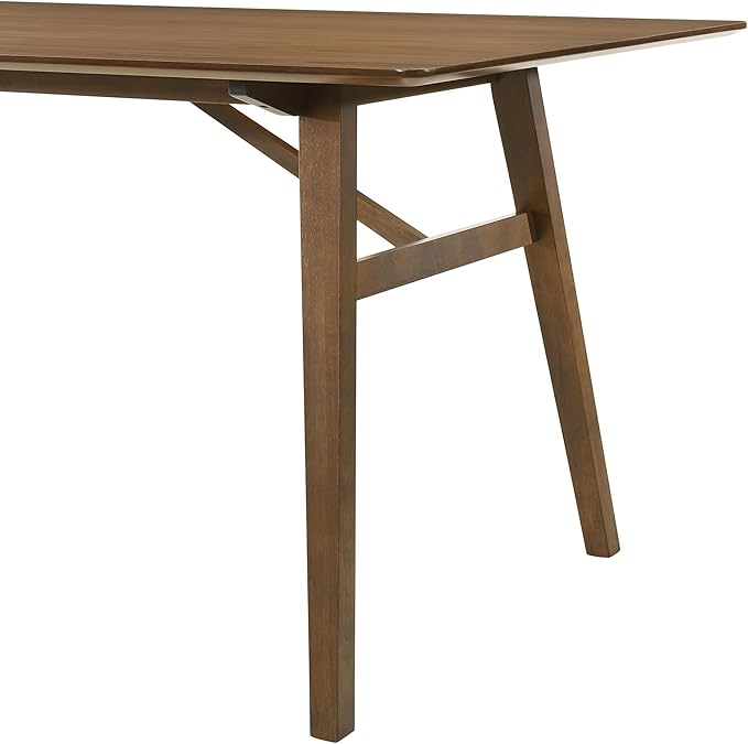 Armen Living Channell Mid Century Modern 5 Piece Walnut Wood Dining Table Set with Charcoal Fabric