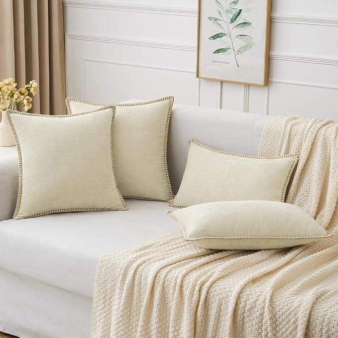 MIULEE Pack of 2 Christmas Pillow Covers 20x20 Inch Cream White Farmhouse - Image 5