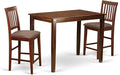 East West Furniture YAVN3-MAH-C 3 Piece Kitchen Counter Height Dining Table Set Contains a Rectangle Dining Room Table and 2 Linen Fabric Upholstered Chairs, 30x48 Inch, Mahogany