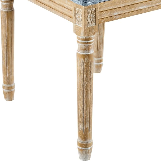 Merax Upholstered Solid Wood Dining Chairs Set of 6, French Country Style Accent Side Seating Furniture for Kitchen, Living Room, Cushioned Back, Slate Blue