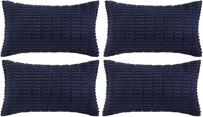 Fancy Homi 4 Packs Navy Blue Decorative Throw Pillow Covers 16x24 Inch by Fancy+Homi