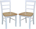 Madrid Ladderback, Set of 2 Dining Chairs , Solid Wood Kitchen/Dining Chairs, Parawood Construction, 18.1"W x 19.3"D x 35.2"H, 225 lb Weight Capacity, Elegant, Durable, White/Natural
