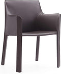 Manhattan Comfort Vogue Modern Faux Leather Dining Chairs, Metal Frame, Comfortable Padded Seat, Fully Assembled Armchair Accent Furniture, Set of 1, Grey