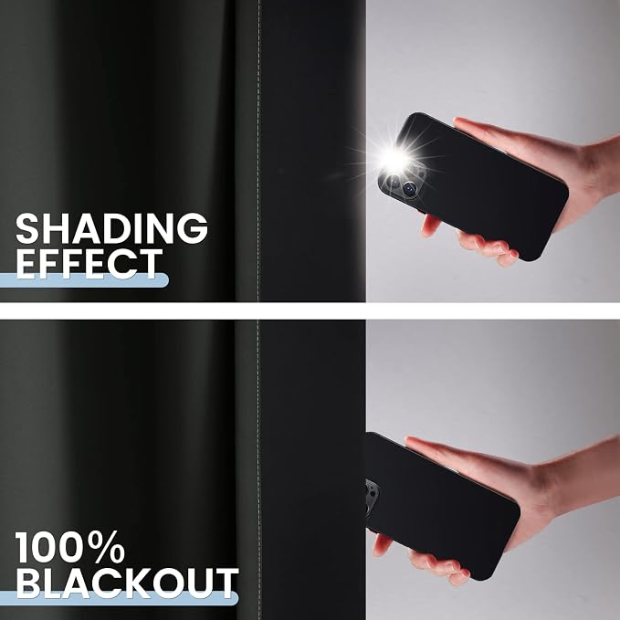 SimpleHome Black and Greyish White Blackout Curtains - Image 5