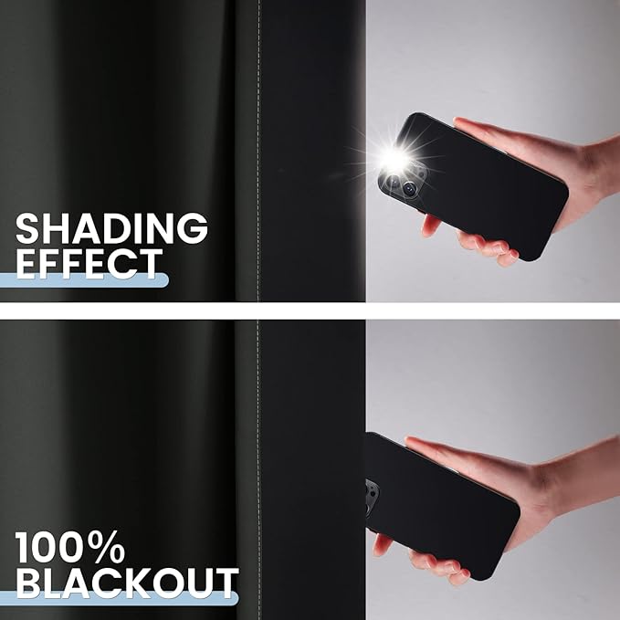 SimpleHome Black and Greyish White Blackout Curtains - Image 5