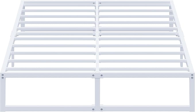 EMODA 12 Inch California King Bed Frame, Metal Platform White Bed Frame No Box Spring Needed, Heavy Duty Steel Slats Support, Easy Assembly, Noise Free