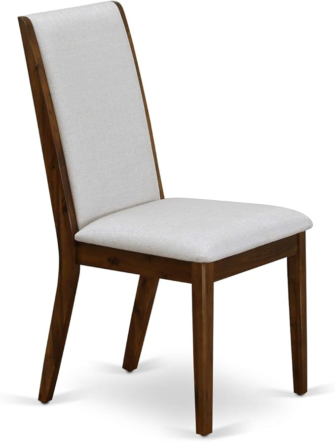 East West Furniture ANLA5-ANA-05 5 Piece Dining Room Table Set Includes a Round Kitchen Table with Pedestal and 4 Grey Linen Fabric Parson Dining Chairs, 36x36 Inch, Natural