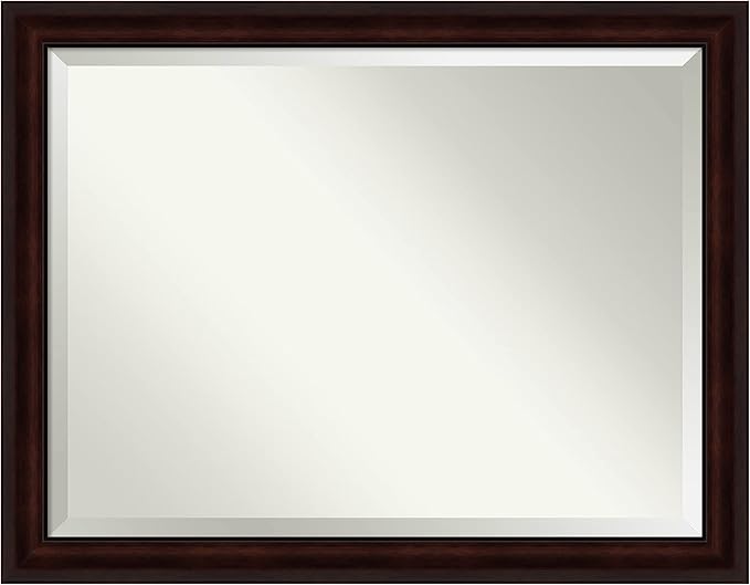 Amanti Art Brown Bathroom Mirror for Over Sink, 35x45 Coffee Bean Brown Rectangle Vanity Mirror, X-Large Casual Frame, Hangs Horizonally and Vertically, Bathroom Wall Decor, Beveled Edge from WI, USA