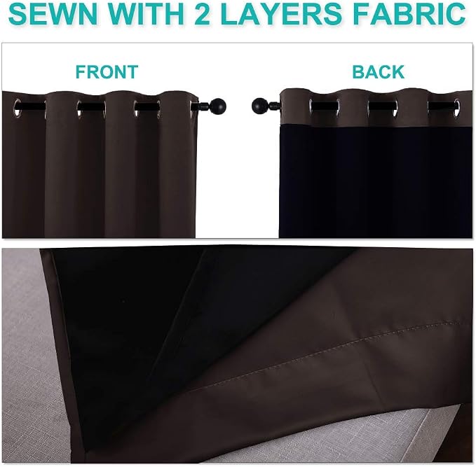 NICETOWN Full Shade Curtain Panels, Toffee Brown, Pair of Thermal Insulated & - Image 6