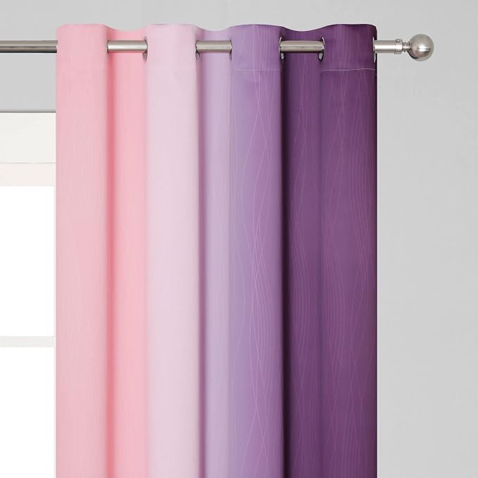 Estelar Textiler Pink and Purple Ombre Short Blackout Curtains 36 Inch Long - Image 4