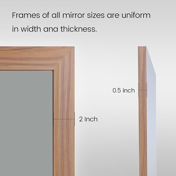 Amorho 50 X36 Inch Bathroom Mirror for Over Sink, Walnut Wood Grain Metal Frame Wall Mirror, Anti-Rust, Hang Horizontally/Vertically, Suitable for Bedroom, Farmhouse, Bathroom, Decorative