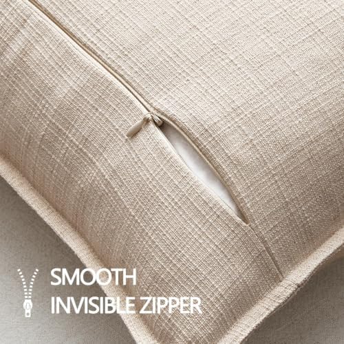 MIULEE Thick Textured Decorative Throw Pillow Covers 22x22 in Oatmeal Linen - Image 7