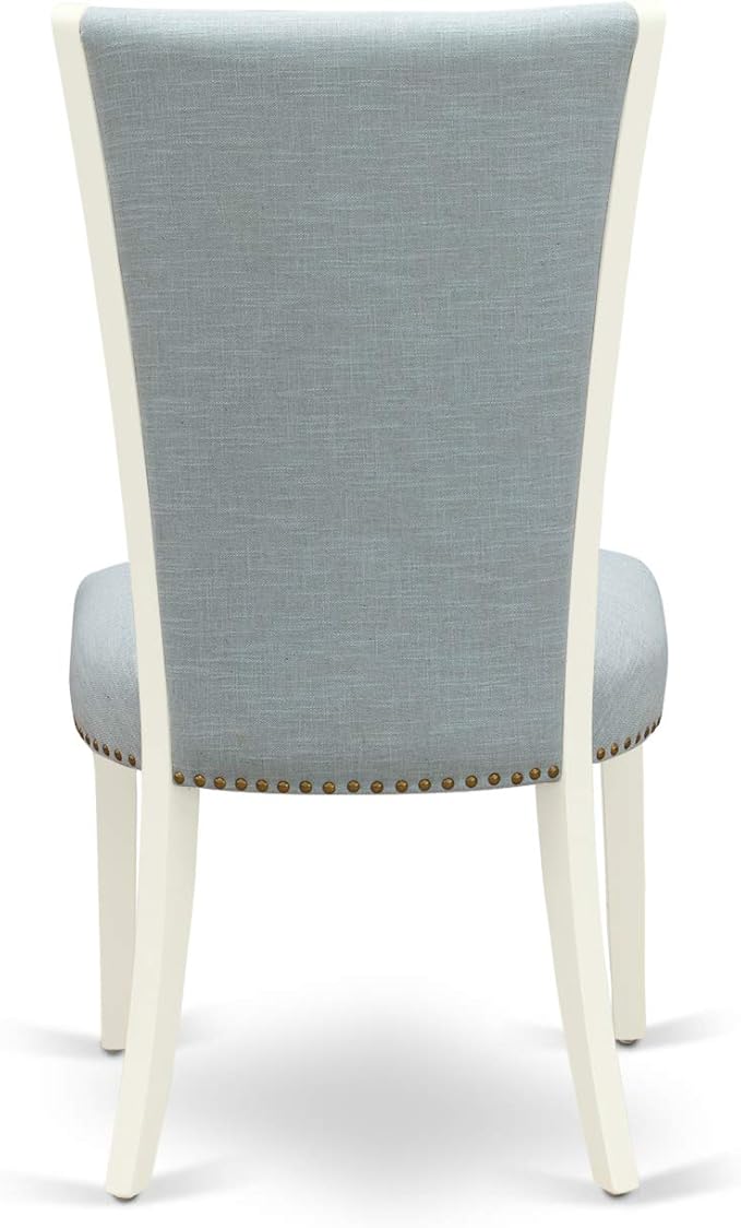 East West Furniture DOVE7-LWH-15 7 Piece Dinette Set Consist of a Rectangle Dining Room Table with Butterfly Leaf and 6 Baby Blue Linen Fabric Parson Dining Chairs, 42x78 Inch, Linen White