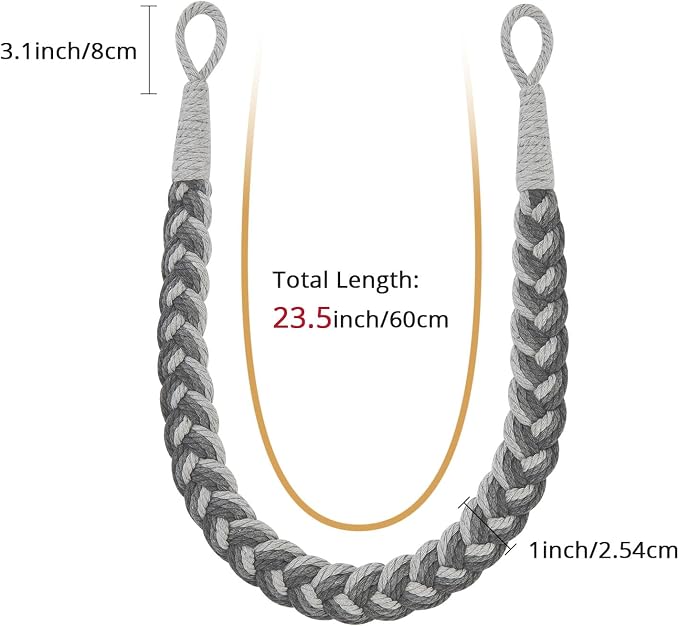 NICEEC 2 Pack Natural Cotton Rope Curtain Tiebacks Elegant Boho Style - Image 3