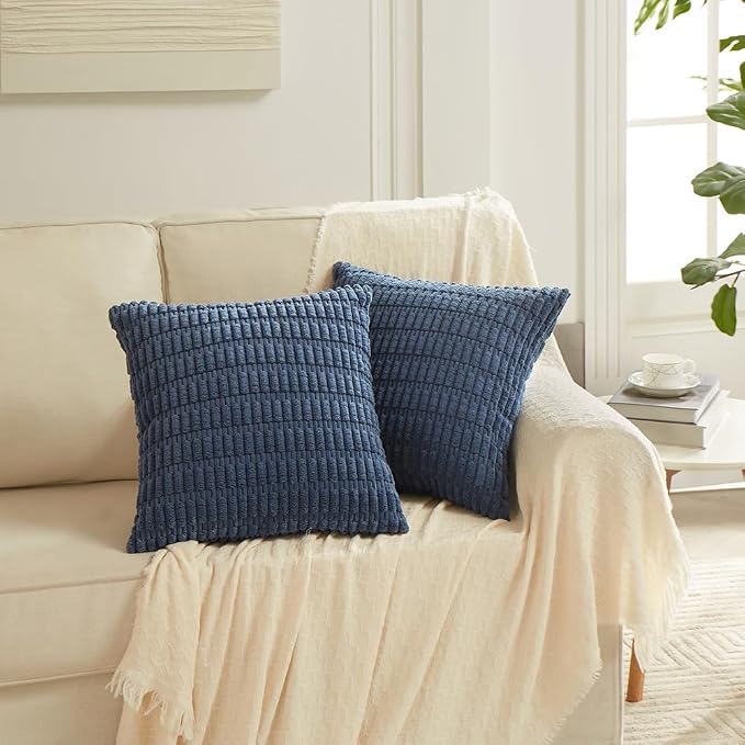 Fancy Homi 4 Packs Dusty Blue Decorative Throw Pillow Covers 26x26 Inch - Image 6