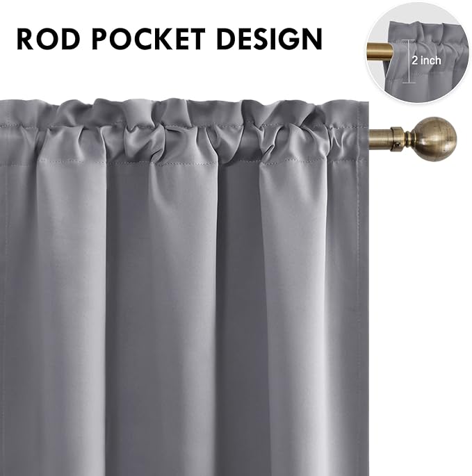 DWCN Grey Blackout Curtains for Bedroom –Rod Pocket Thermal Insulated Room - Image 4