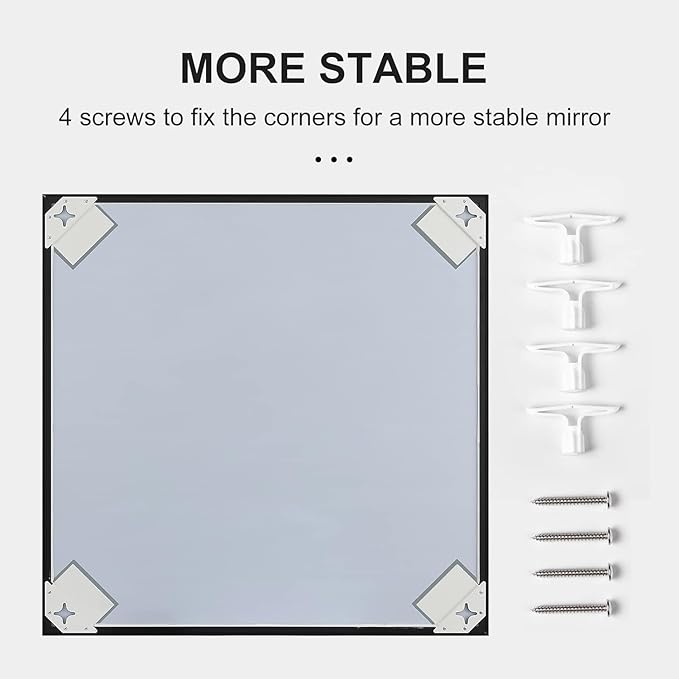 24x32 Inch Black Mirror with Beveled Trim, Aluminum Frame Bathroom Vanity Mirror, Modern Rectangular Wall Mounted Mirror