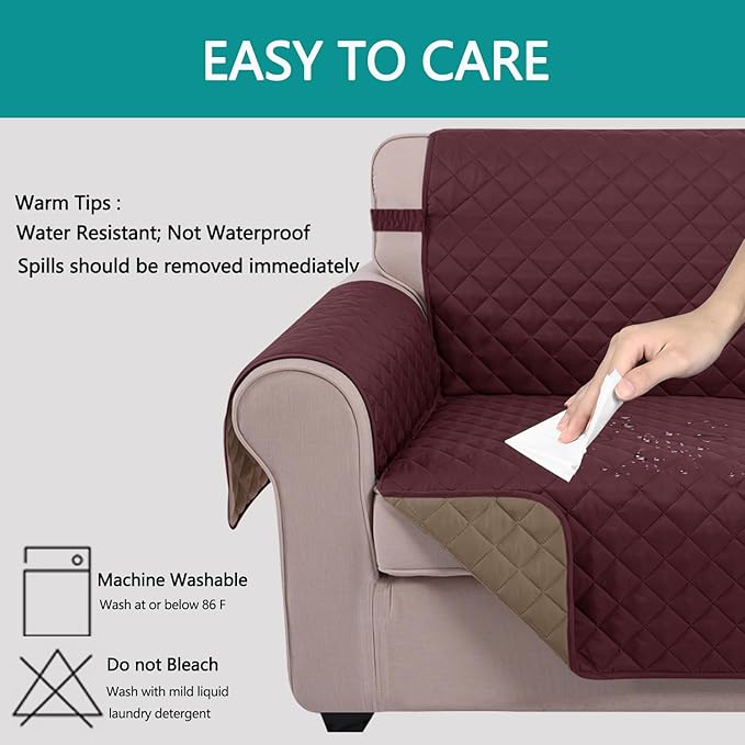 U-NICE HOME Reversible Oversized Chair Covers Quilted Water Repellent Pet - Image 4