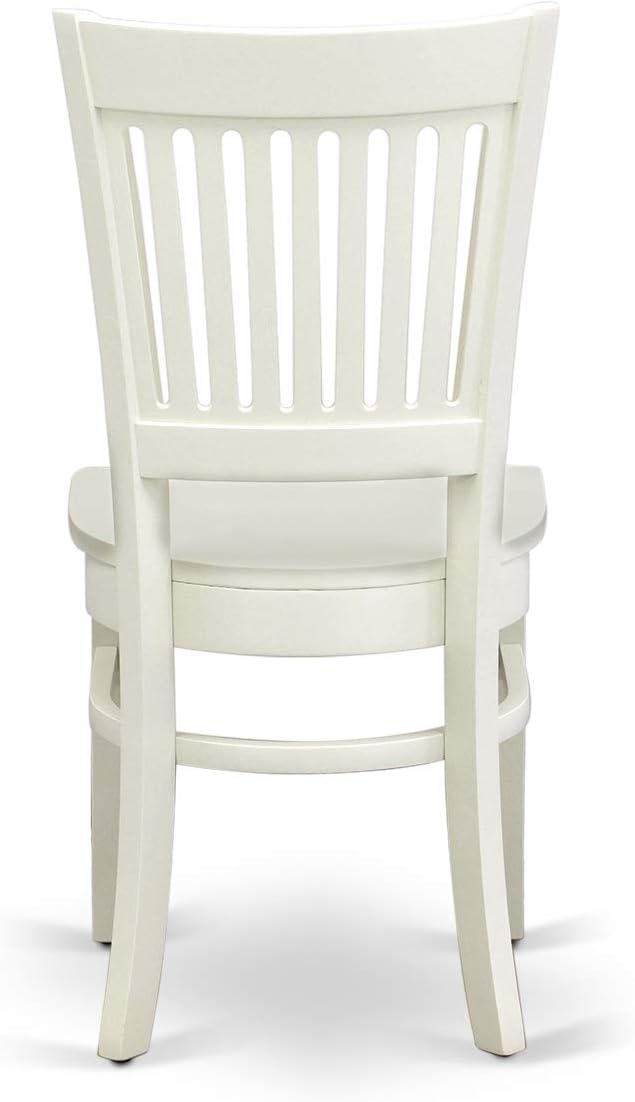 East West Furniture ANVA3-LWH-W 3 Piece Dining Room Furniture Set Contains a Round Dining Table with Pedestal and 2 Wood Seat Chairs, 36x36 Inch, Linen White