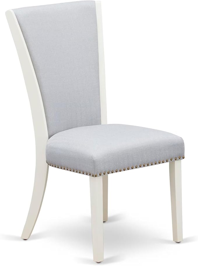 East West Furniture V027VE005-5 5 Piece Dinette Set for 4 Includes a Rectangle Dining Room Table with V-Legs and 4 Grey Linen Fabric Upholstered Parson Chairs, 40x72 Inch, Multi-Color