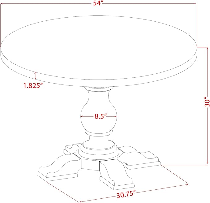 I5DA5-50N-32 5-Piece Modern Dining Table Set with Polyester Fabric 4 Light Beige kitchen chairs, Button-Tufted Backs, and a 54"Round Table in Antique Walnut Finish.