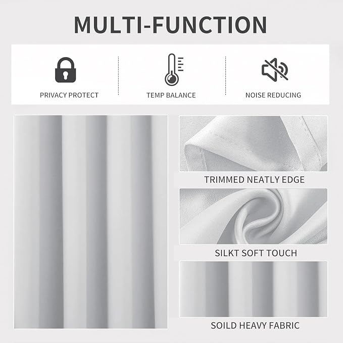 Joydeco White Curtains 108 Inches Long 2 Panels Set, Thermal Insulated Long - Image 3