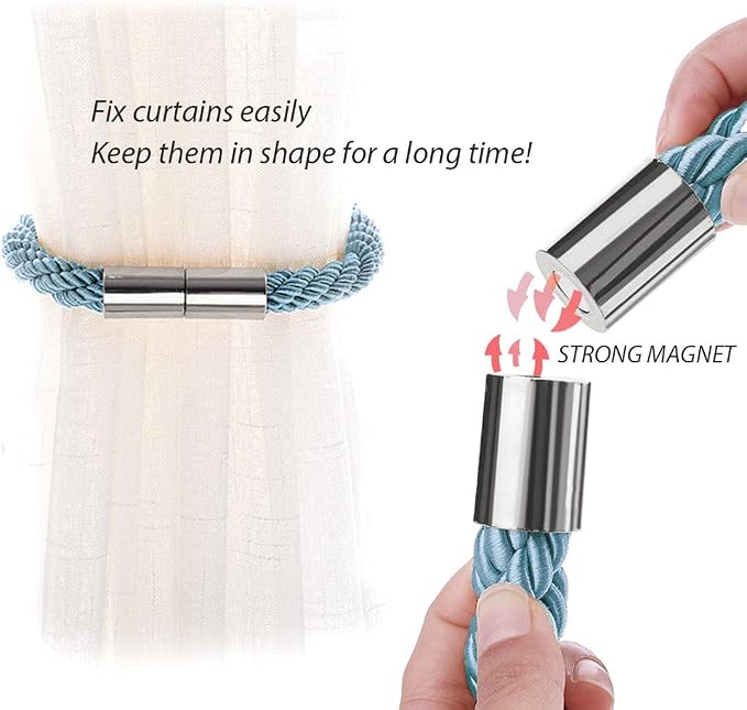 NICEEC 2 Pack Strong Magnetic Curtain Tiebacks Modern Simple Style Drape Tie - Image 4