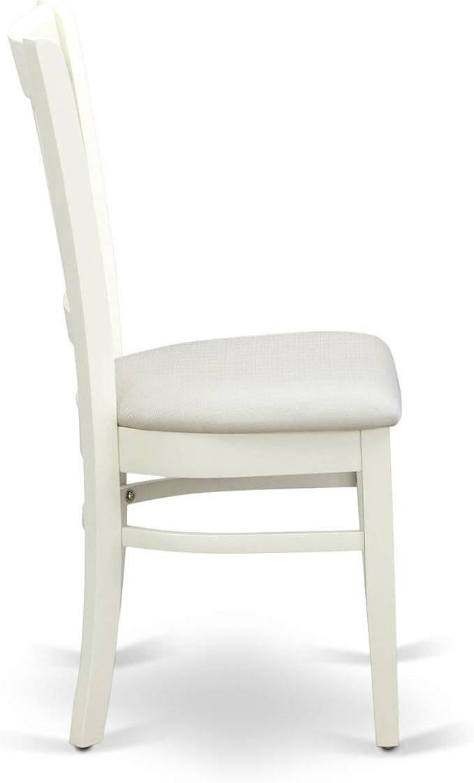 East West Furniture VAVA7-LWH-C 7 Piece Modern Dining Table Set Consist of an Oval Wooden Table with Butterfly Leaf and 6 Linen Fabric Upholstered Dining Chairs, 40x76 Inch, Linen White