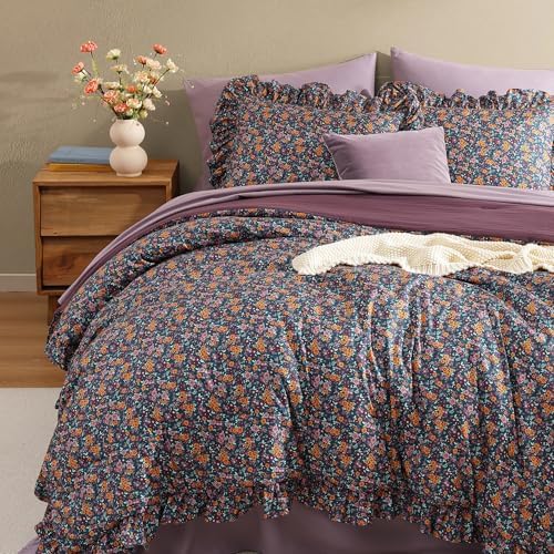 BLOOMHAVEN Queen Comforter Set-7 Pieces Floral Ruffle Bedding Set - Image 5