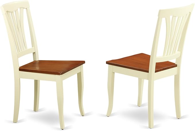 East West Furniture QUAV5-WHI-W 5 Piece Dining Room Table Set Includes a Rectangle Kitchen Table with Butterfly Leaf and 4 Dining Chairs, 40x78 Inch, Buttermilk & Cherry