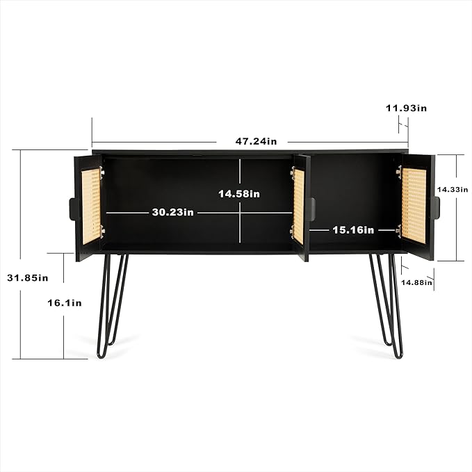 Netstar Entryway Table, Sofa Table, Console Tables for Entryway, Behind Couch Sofa Narrow Long, Foyer Tables w/Storage Drawers for Entry Way Hallway Living Room, Wood Boho Farmhouse, Black