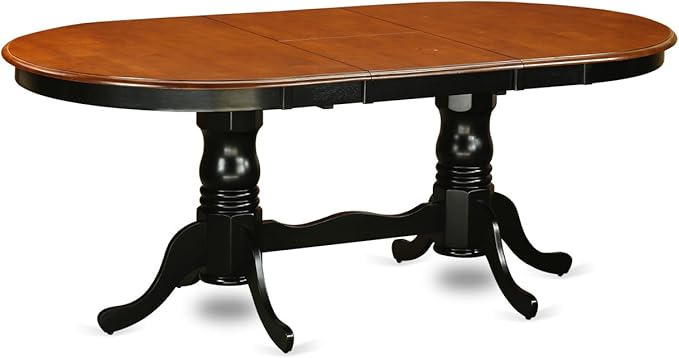 East West Furniture PLNI5-BCH-C 5 Piece Dining Table Set for 4 Includes an Oval Kitchen Table with Butterfly Leaf and 4 Linen Fabric Kitchen Dining Chairs, 42x78 Inch, Black & Cherry