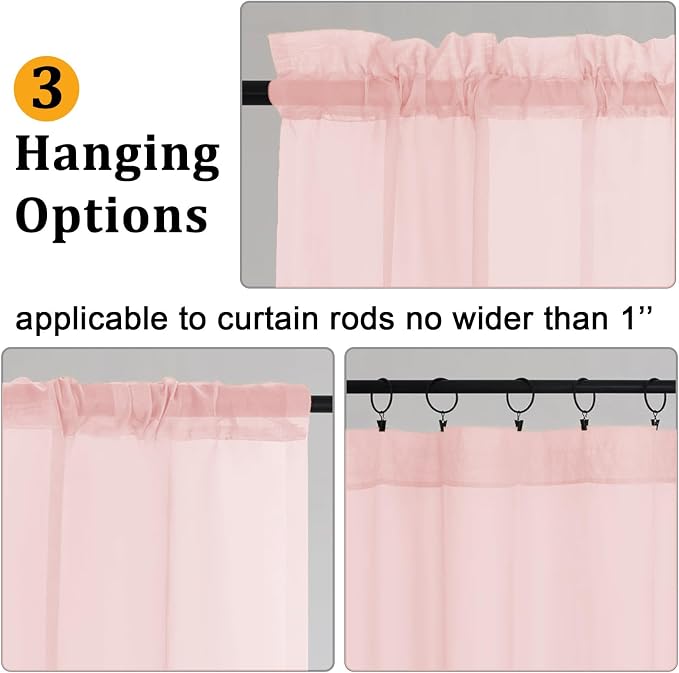 Gwine Blush Pink Sheer Curtains - Image 4