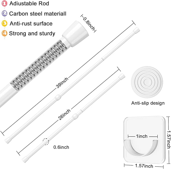 AIZESI 1pcs Tension Curtain Rod Spring Tension Rod Short Curtian Rods No - Image 2