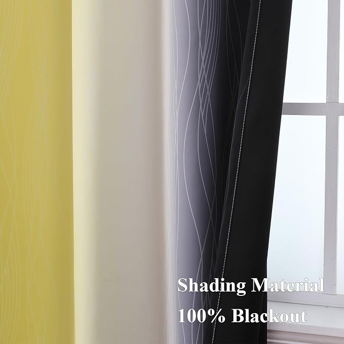 Estelar Textiler Black and Yellow Ombre Blackout Curtains 90 Inch Length 2 - Image 5