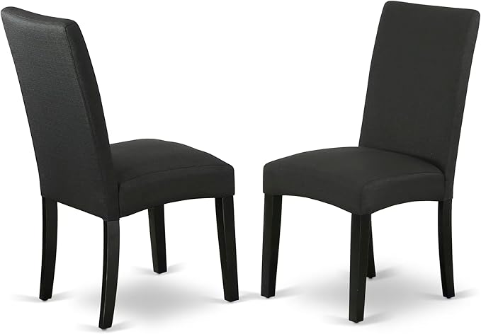 East West Furniture V627DR124-7 7 Piece Modern Dining Table Set Consist of a Rectangle Wooden Table with V-Legs and 6 Black Color Linen Fabric Parsons Dining Chairs, 40x72 Inch, Multi-Color