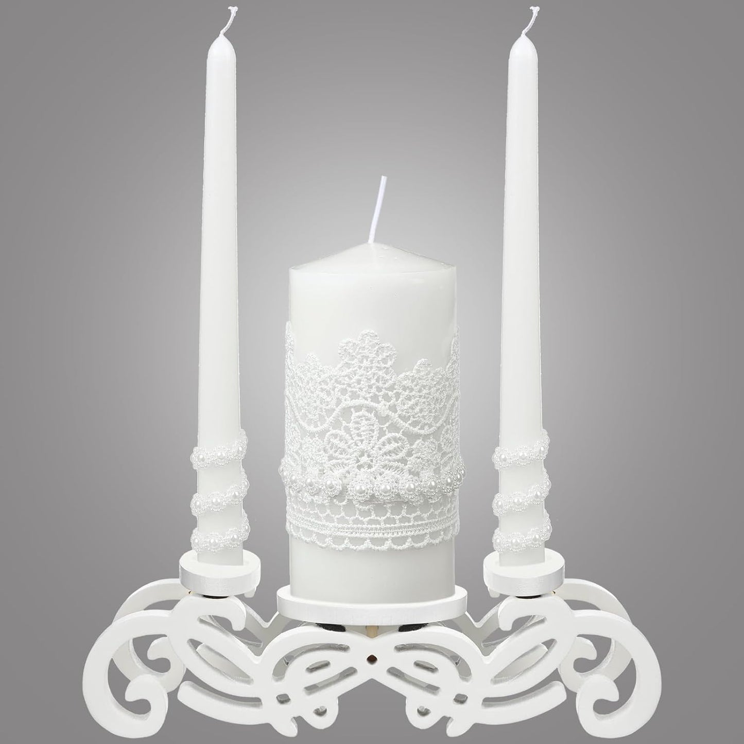 Irenare Unity Candles with Holder for Wedding Ceremony Wedding Decortions Accessories Glass Candle Holder Pillar Candle for Formal Events Church(Stylish Style)