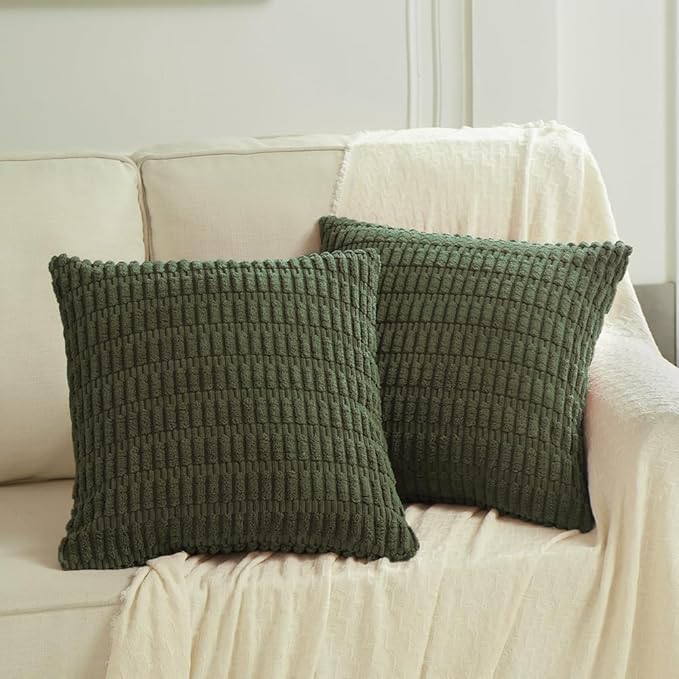 Fancy Homi 4 Packs Boho Olive Green Decorative Throw Pillow Covers 16x16 Inch - Image 6