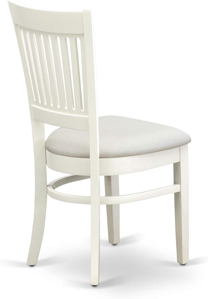 East West Furniture HLVA5-LWH-C 5 Piece Kitchen Table Set for 4 Includes a Round Dining Room Table with Pedestal and 4 Linen Fabric Upholstered Dining Chairs, 42x42 Inch, Linen White