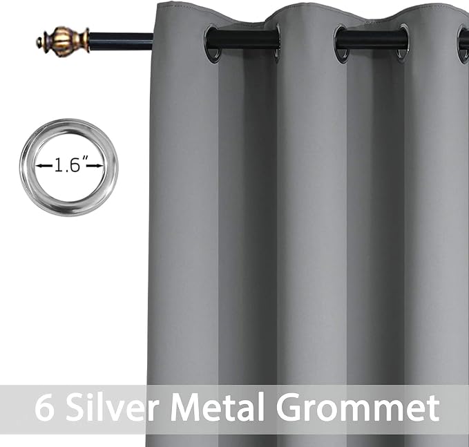 Yakamok 84 Inch Length Grey Blackout Curtains - Image 2
