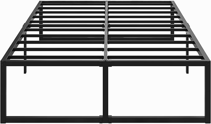 18 Inch California King Bed Frames Sturdy Mattress Foundation, Heavy Duty Metal Cal King Platform with Steel Slats Support No Box Spring Needed, Noise Free, Easy Assembly, Black